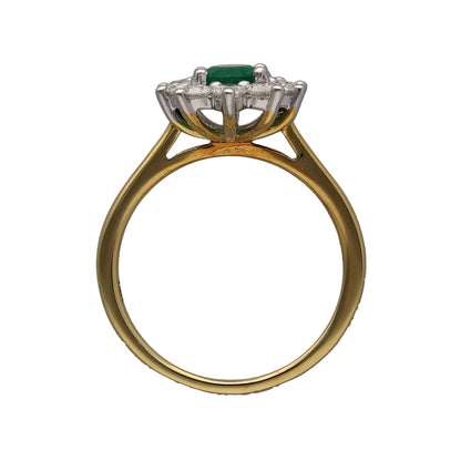 New 18ct Gold Diamond & Emerald Cluster Ring