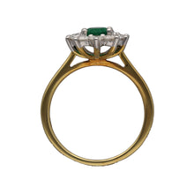 Load image into Gallery viewer, New 18ct Gold Diamond &amp; Emerald Cluster Ring
