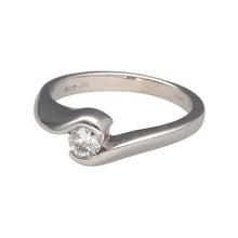 Load image into Gallery viewer, Preowned 9ct White Gold &amp; Diamond Twist Solitaire Ring in size K with the weight 3 grams. The diamond is approximately 22pt with approximate clarity VS2 - Si1 and colour J - M
