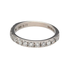 Load image into Gallery viewer, Preowned 18ct White Gold &amp; Diamond Set Band Ring in size O with the weight 3 grams. The band is 3mm wide at the front and the ring contains approximately 75pt of diamond content
