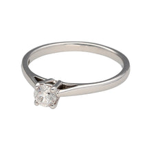 Load image into Gallery viewer, Preowned 9ct White Gold &amp; Diamond Set Solitaire Ring in size N with the weight 1.80 grams. The diamond is approximately 28pt - 26pt with approximate clarity i1 and colour K - M
