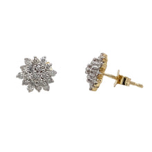 Load image into Gallery viewer, 9ct Gold &amp; Diamond Set Cluster Stud Earrings
