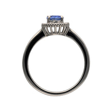 Load image into Gallery viewer, Platinum Diamond &amp; Sapphire Set Cluster Ring
