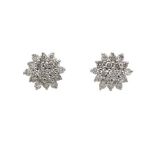 Load image into Gallery viewer, Preowned 9ct Yellow and White Gold &amp; Diamond Set Cluster Stud Earrings with the weight 1.70 grams
