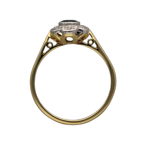 18ct Gold & Platinum Diamond Sapphire Set Flower Ring