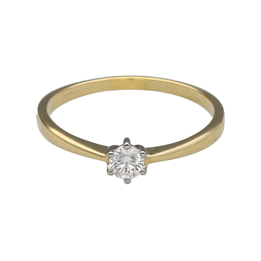 14ct Gold & Diamond Set Solitaire Ring