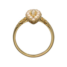 Load image into Gallery viewer, 18ct Gold Diamond &amp; Seed Pearl Set Navette Style Ring
