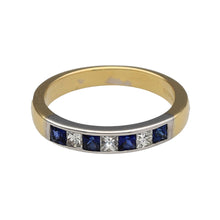 Load image into Gallery viewer, 18ct Gold Diamond &amp; Sapphire Set Band Ring
