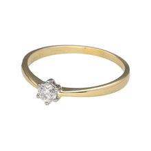 Load image into Gallery viewer, Preowned 14ct Yellow and White Gold &amp; Diamond Set Solitaire Ring in size S with the weight 2.10 grams. The diamond is approximately 25pt with approximate clarity Si and colour K - M
