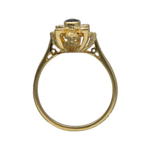 Load image into Gallery viewer, 18ct Gold Diamond &amp; Sapphire Set Cluster Flower Ring
