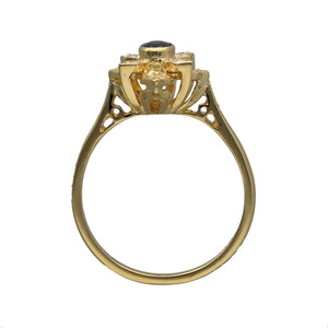 18ct Gold Diamond & Sapphire Set Cluster Flower Ring