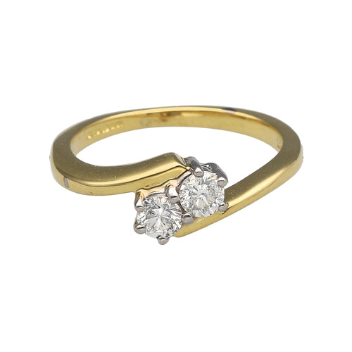 18ct Gold & Double Diamond Set Twist Ring