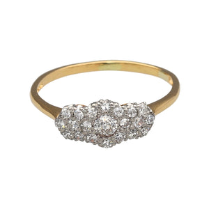 18ct Gold & Platinum Diamond Set Art Deco Cluster Ring