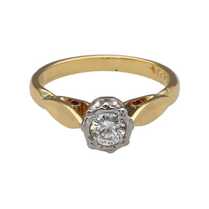 18ct Gold & Diamond Set Antique Style Solitaire Ring