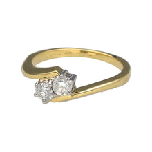 Load image into Gallery viewer, Preowned 18ct Yellow and White Gold &amp; Double Diamond Set Twist Ring in size L with the weight 3.70 grams. There is approximate 33pt of diamond content in total at approximate clarity Si2 - i1
