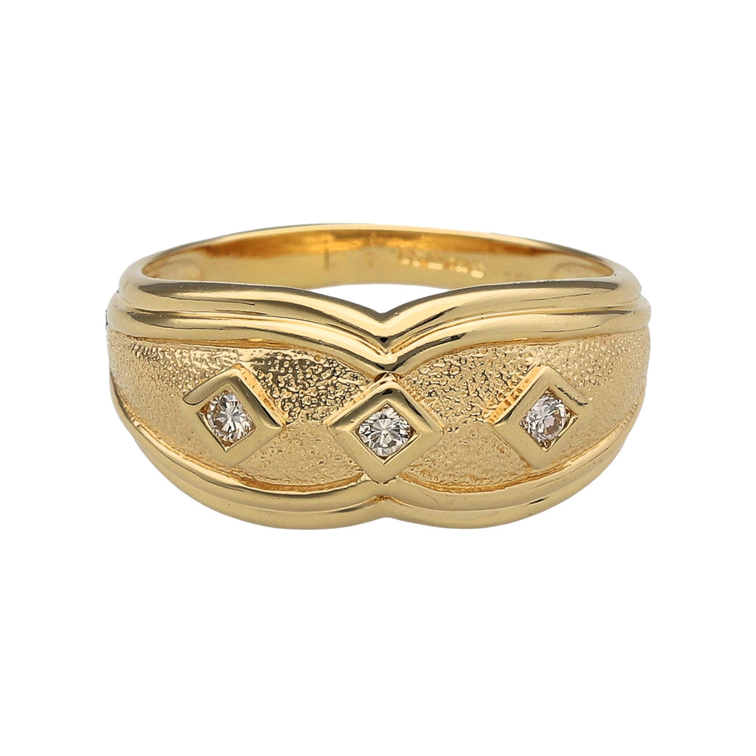 18ct Gold & Diamond Set Patterned Band Ring