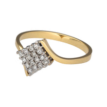 Load image into Gallery viewer, Preowned 18ct Yellow and White Gold &amp; Diamond Set Cluster Ring in size N with the weight 2.60 grams. The front of the ring is 11mm high
