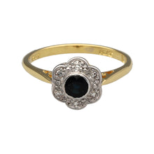 Load image into Gallery viewer, 18ct Gold &amp; Platinum Diamond Sapphire Set Flower Ring
