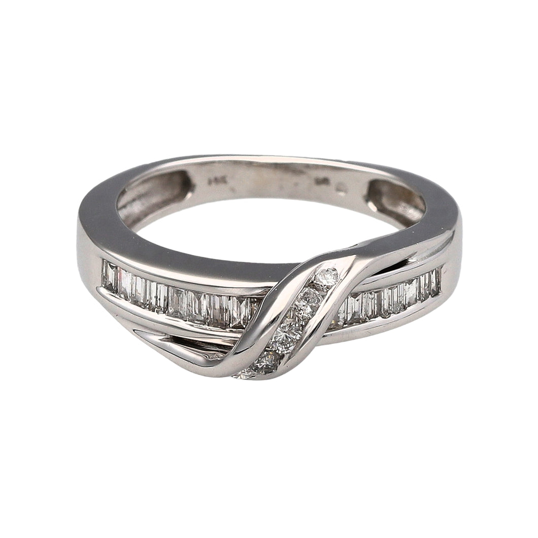 14ct White Gold & Diamond Wrap Over Band Ring