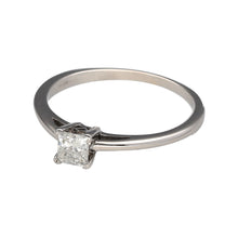 Load image into Gallery viewer, Preowned 18ct White Gold &amp; Diamond Princess Cut Solitaire Ring in size M with the weight 1.90 grams. The diamond is approximately 39pt with approximate clarity Si2 and colour K - M
