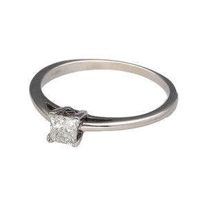 Preowned 18ct White Gold & Diamond Princess Cut Solitaire Ring in size M with the weight 1.90 grams. The diamond is approximately 39pt with approximate clarity Si2 and colour K - M