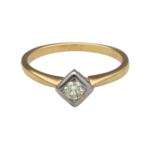 18ct Gold & Diamond Offset Solitaire Ring