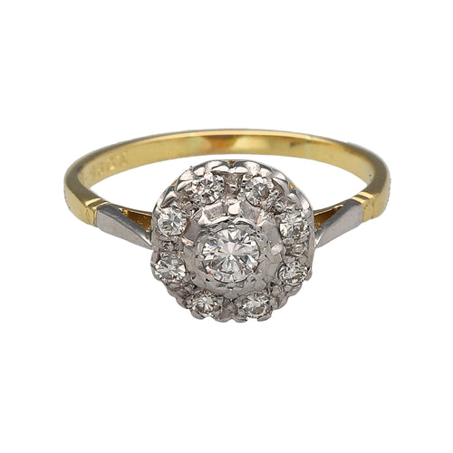 18ct Gold & Diamond Set Antique Style Cluster Ring