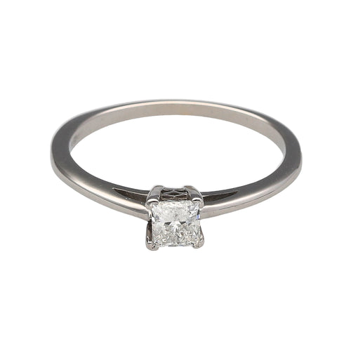 18ct White Gold & Diamond Princess Cut Solitaire Ring