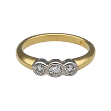 Load image into Gallery viewer, 18ct Gold &amp; Diamond Rubover Set Trilogy Ring
