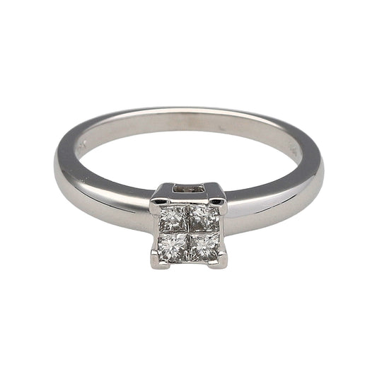18ct White Gold & Diamond Illusion Solitaire Ring