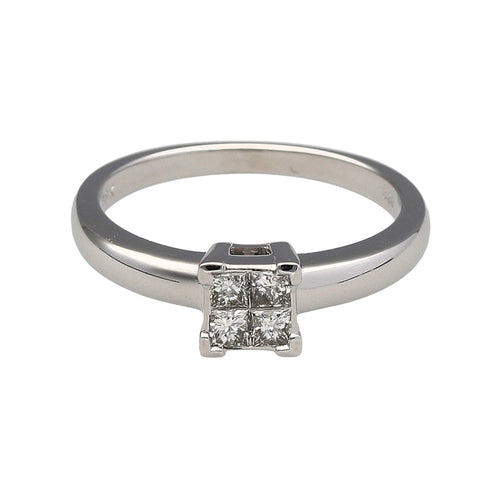 18ct White Gold & Diamond Illusion Solitaire Ring