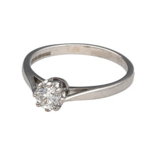 Load image into Gallery viewer, Preowned 18ct White Gold &amp; Diamond Set Solitaire Ring in size M with the weight 2.80 grams. The diamond is approximately 40pt with approximate clarity Si2 - i1 
