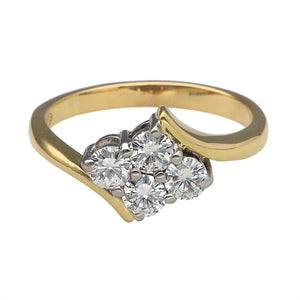 18ct Gold & Diamond Four Stone Cluster Twist Ring
