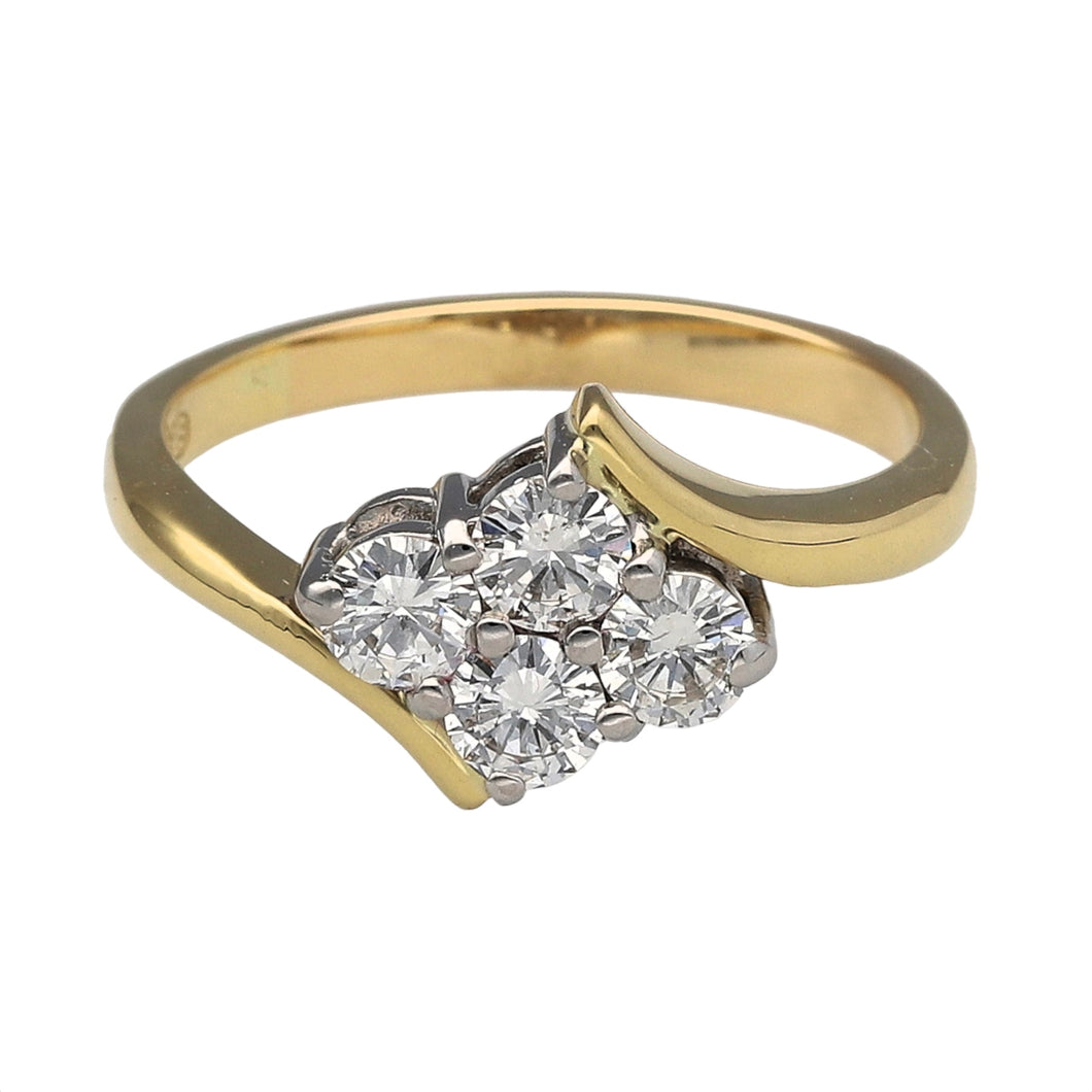 18ct Gold & Diamond Four Stone Cluster Twist Ring