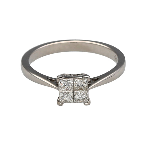 18ct White Gold & Diamond Illusion Set Solitaire Ring