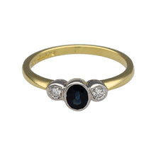 Load image into Gallery viewer, 18ct Gold Diamond &amp; Sapphire Set Trilogy Ring
