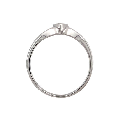 18ct White Gold & Diamond Set Wishbone Ring
