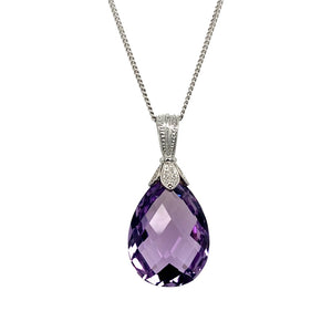 9ct White Gold & Amethyst 20" Necklace
