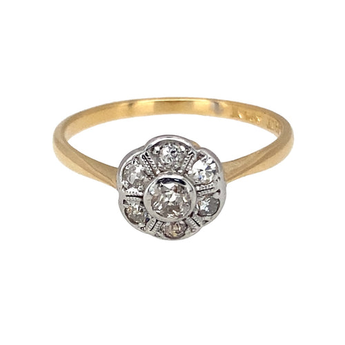 18ct Gold & Platinum Diamond Flower Cluster Ring