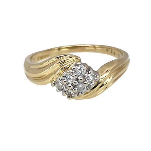 9ct Gold & Diamond Set Twist Cluster Ring