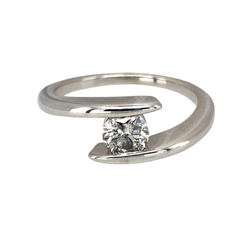 9ct White Gold & Diamond Set Wrap over Solitaire Ring