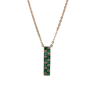 9ct Gold Diamond & Emerald Set 17" Necklace