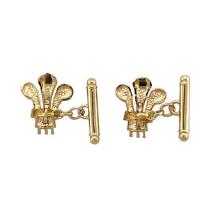 Preowned 9ct Yellow Gold Welsh Three Feather Cufflinks with the weight 5.90 grams