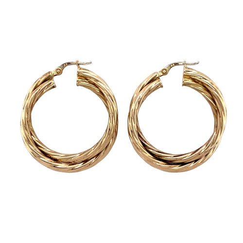 9ct Gold Double Twist Hoop Creole Earrings