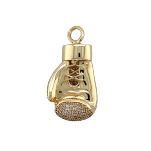 Preowned 9ct Yellow Gold & Cubic Zirconia Set Boxing Glove Pendant with the weight 6.90 grams