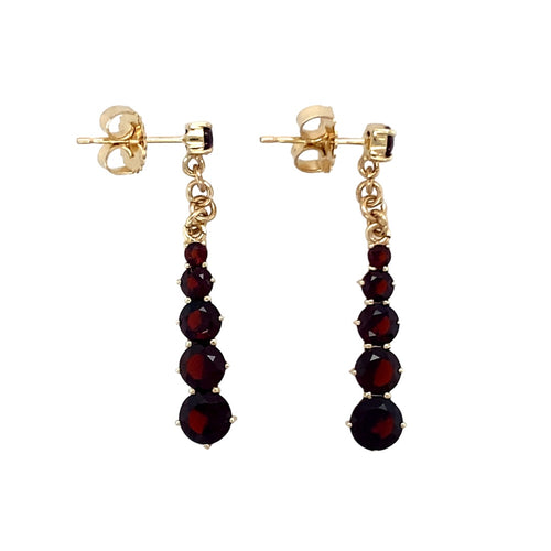 9ct Gold & Garnet Set Dropper Earrings
