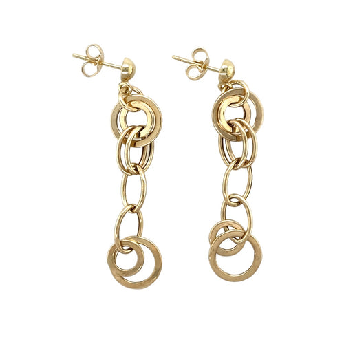 9ct Gold Multi Circle Dropper Earrings
