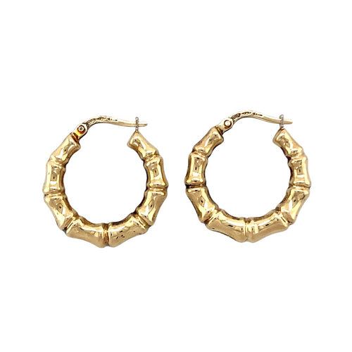 9ct Gold Bamboo Creole Earrings