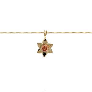 Preowned 9ct Yellow and Rose Gold Clogau Daffodil Pendant on an 18" - 22" Clogau curb chain with the weight 5.60 grams. The pendant is 2.6cm long including the bail