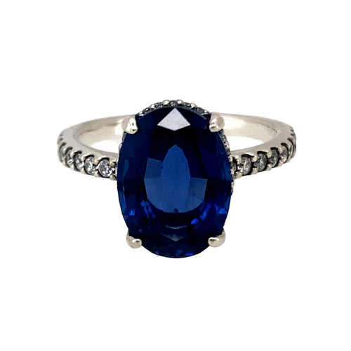 925 Silver Blue Stone & Cubic Zirconia Set Pandora Ring